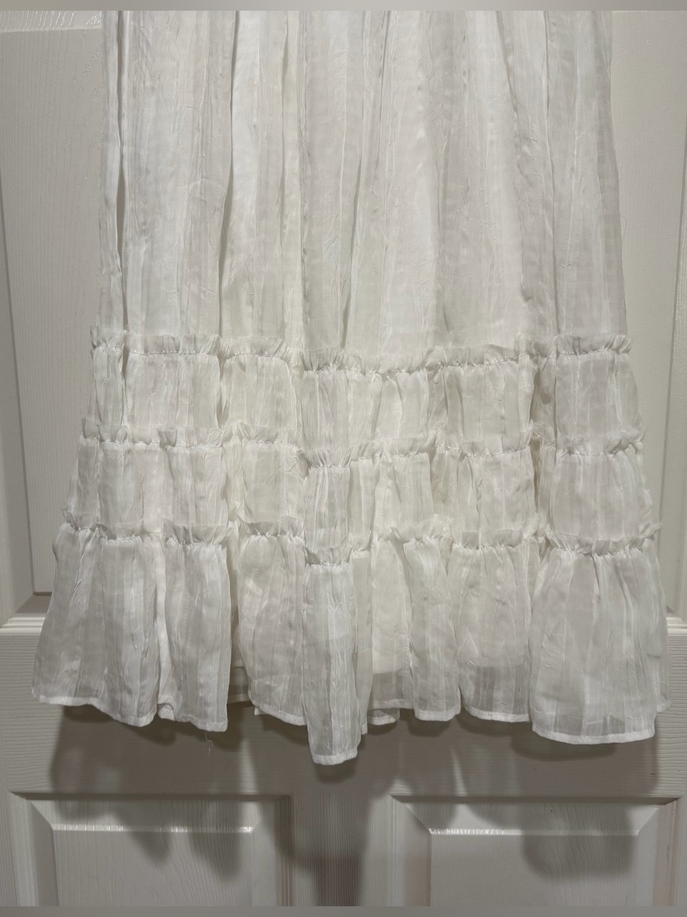 NWT Lulus Sunny Baby White Smocked Tiered High-Waisted Midi Skirt Size Small - Picture 5 of 13